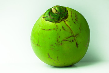 Green coconut fruit isolated on white background.Fresh coconut isolated.