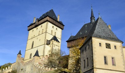 Architecture from Karlstejn castle and blue sky