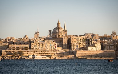 Fototapeta na wymiar Valletta, Malta. A view of the city skyline of the Maltese capital city, Valletta.