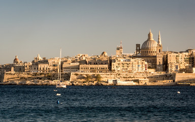 Fototapeta na wymiar Valletta, Malta. A view of the city skyline of the Maltese capital city, Valletta,