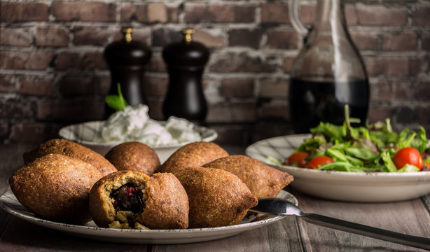 Kebba with salad and yogurt