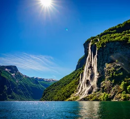 Fotobehang Waterfall Seven Sisters. © Andrei Armiagov