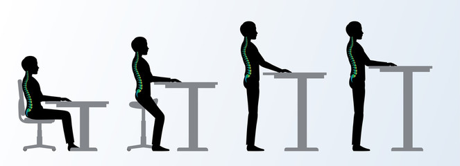 ergonomic. Height adjustable desk or table poses