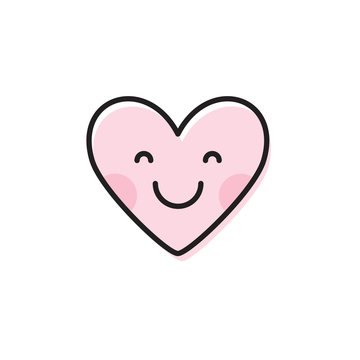 Cute heart emoji. Smiling face icon. Smiley