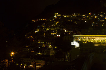 positano night view in south Italy