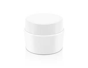 blank packaging white cosmetic cream pot isolated on white backg