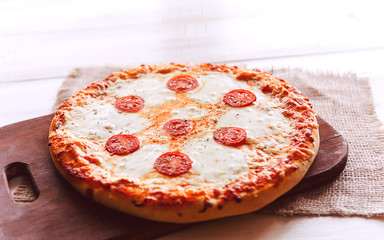 Hot Homemade Pepperoni Pizza Ready to Eat