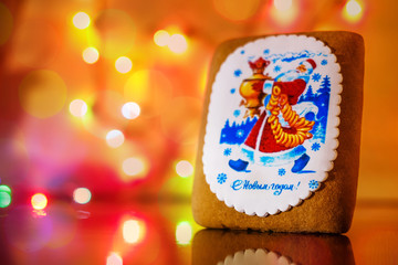 Gingerbread decorated with Santa claus