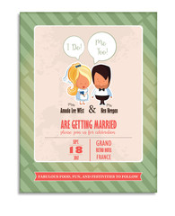 Wedding invitation. Bride, groom, couple