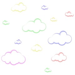 Blue sky with clouds, vector seamless background