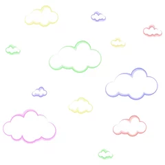 Meubelstickers Blue sky with clouds, vector seamless background © miss_fortuna
