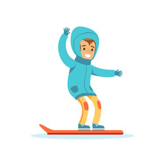 Boy Snowboarding, Traditional Male Kid Role Expected Classic Behavior Illustration