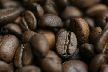Naklejka premium コーヒー豆のクローズアップ