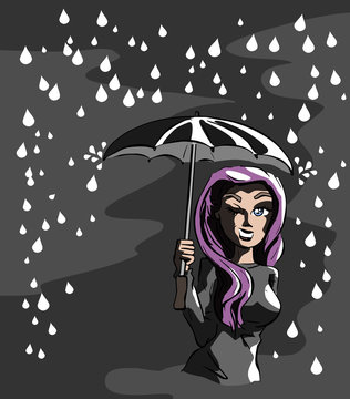 Wandelen in de regen in het donker