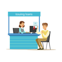 Fototapeta na wymiar Bank Client Getting A Loan. Bank Service, Account Management And Financial Affairs Themed Vector Illustration
