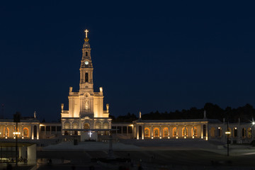 Fototapeta na wymiar Fatima Sanctuary at Night, Portugal, left side 