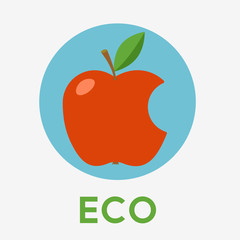 Red apple with missing a bite