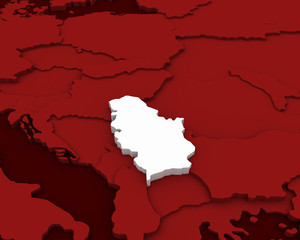 serbia map 3D illustration