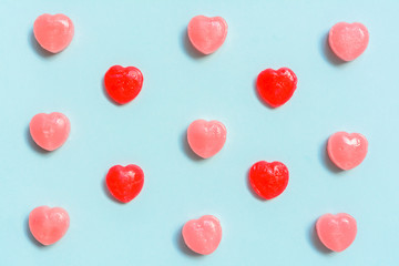 heart shape candy on paper background