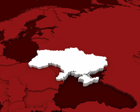 Ukraine Map 3D Illustration