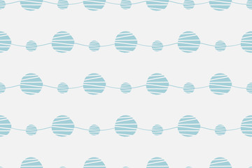 Abstract blue seamless pattern. Waves with hand drawn circles background