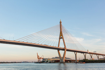 Fototapeta na wymiar Bhumibol bridge above Chao praya river.