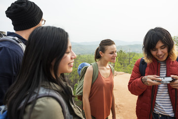 Checking Outdoors Camping Photos Concept