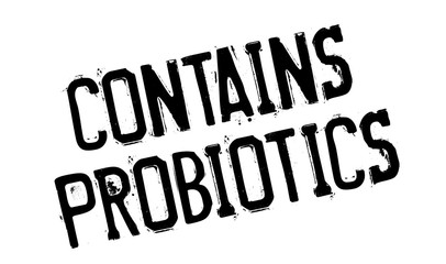 Contains Probiotics rubber stamp. Grunge design with dust scratches. Effects can be easily removed for a clean, crisp look. Color is easily changed.