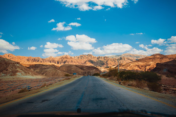 road in the desert of Wadi Rum, Jordan