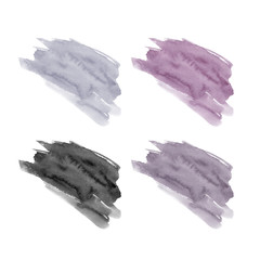 Set of hand drawn watercolor stains. Gray, black, plum and aubergine colors. Watercolour spots of pastel natural delicate shades. It can be used for wrap, wallpaper, website, pattern, decor, print. 