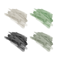 Set of hand drawn watercolor stains. Gray-green, black, green and gray colors. Watercolour spots of pastel natural delicate shades. It can be used for wrap, wallpaper, website, pattern, decor, print. 