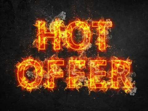 Hot Offer promotional poster with fiery font