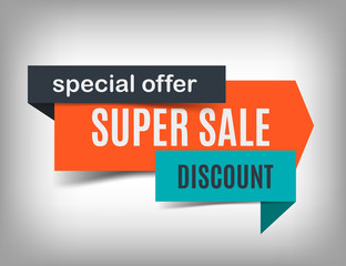 Super sale banner design. Discount poster, special offer. Vector illustration, eps 10
