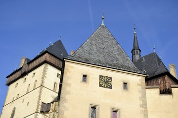 Fototapeta premium Architecture from Karlstejn castle and blue sky