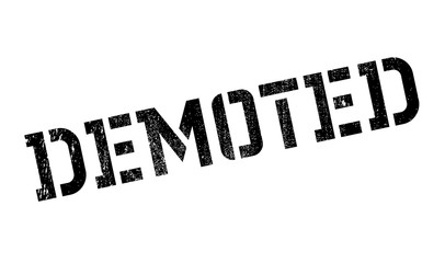 Demoted rubber stamp. Grunge design with dust scratches. Effects can be easily removed for a clean, crisp look. Color is easily changed.