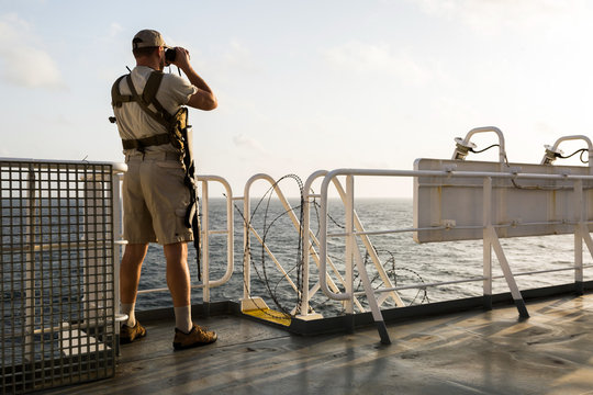 Guard on board sea going vessel in aden gulf