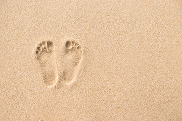 Footprint on beach in sand background - 132226758