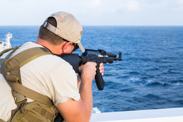 Armed guard on board sea going vessel in aden gulf