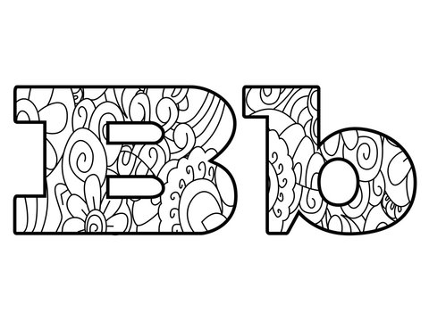 Anti coloring book alphabet, the letter B vector illustration
