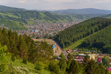 Fototapeta na wymiar Mountains and City of Gorno-Altaysk