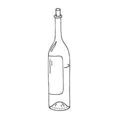Wine bottle. Outlined