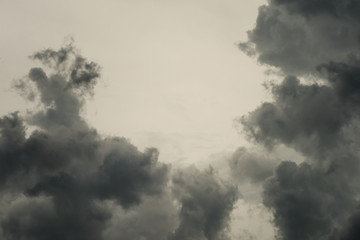 Dark sky and black clouds in summer, Dramatic black cloud for background