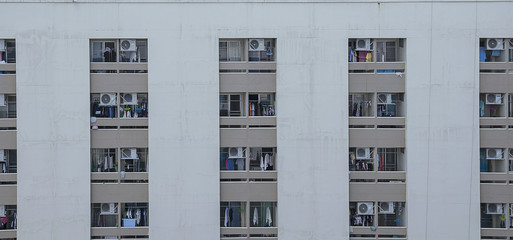 facade building pattern in modern apartment housing. Abstract architecture background.