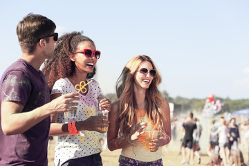 Friends during festival in the fresh air