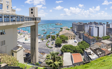 Scenic view of the Salvador, Brazil skyline from the historic tourist center of Pelourinho