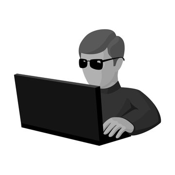 recommend clip art: Computer hacker icon in outline style isolated on white background. Hackers and hacking symbol stock vector illustration.