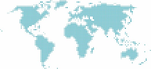 Fototapeta na wymiar Circle shape world map on white background, vector illustration.