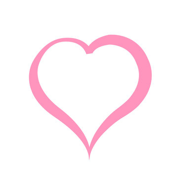 Pink heart on white background. Illustration