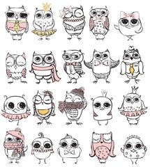 Naklejka premium Set of 10 Cute hipster hand drawn owl