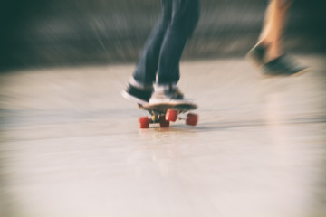 motion blur of Skateboarder doing a skateboard trick on wall
